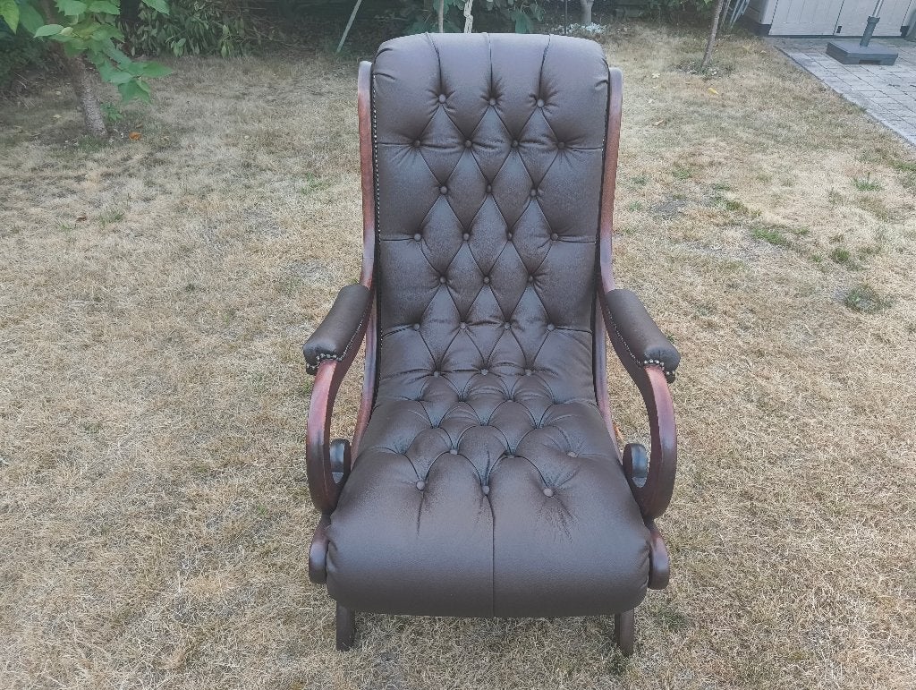 Luxe Chesterfield Relaxstoel | Donkerbruin Lederlook, Ophalen
