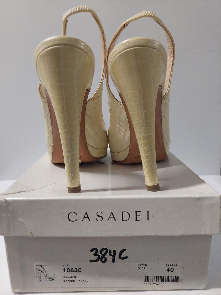 384C* Casadei - sexy ivoorkleurige sandalen hoge hakken (40), Kleding | Dames, Verzenden, Wit, Schoenen met hoge hakken, Gedragen