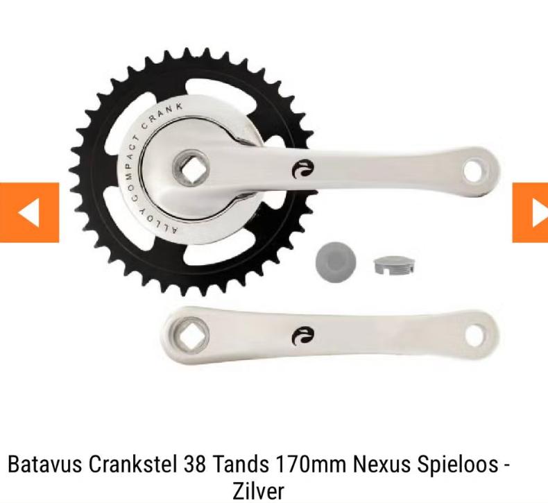 NEW Batavus crankstel 38 tand 170mm nexus spieloos - zilver, Fietsen en Brommers, Ophalen, Nieuw, Crankstel of Pedalen, Batavus