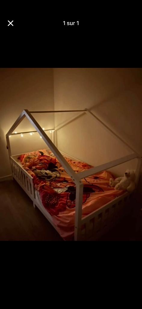 Lit cabane avec sommier, Sommier à lattes, Enlèvement, 180 cm ou plus, 85 à 100 cm