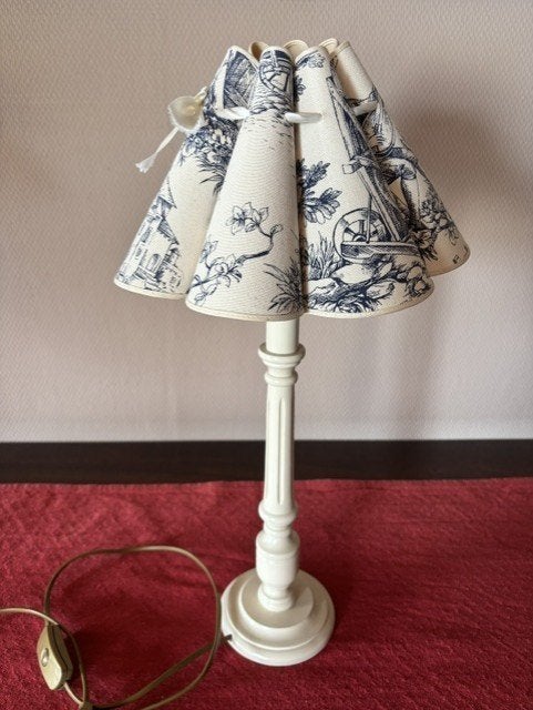 Lamp met kap in Toile de Jouy bleu motief, Textiel, 45 cm, Zo goed als nieuw, Schemerlamp