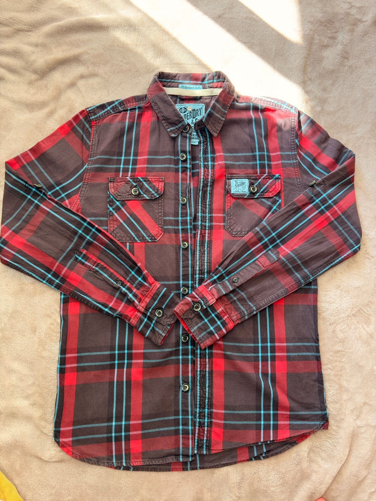 Chemise SuperDry, Kleding | Heren, Overhemden, Verzenden, Zo goed als nieuw, Meerkleurig, Halswijdte 41/42 (L)