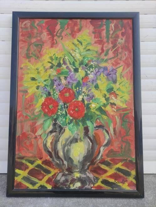 huile sur toile fleurs signe marcel lambault, Antiquités & Art, Art | Peinture | Classique, Enlèvement ou Envoi