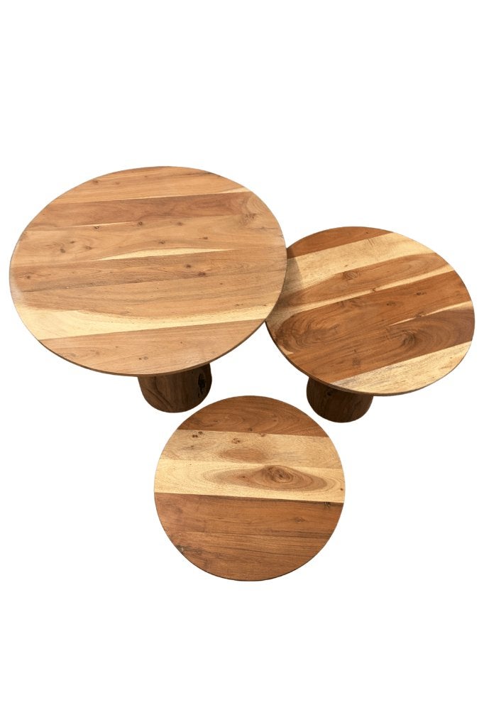set ronde salontafels, Ophalen of Verzenden, Nieuw, Overige houtsoorten, 50 tot 75 cm