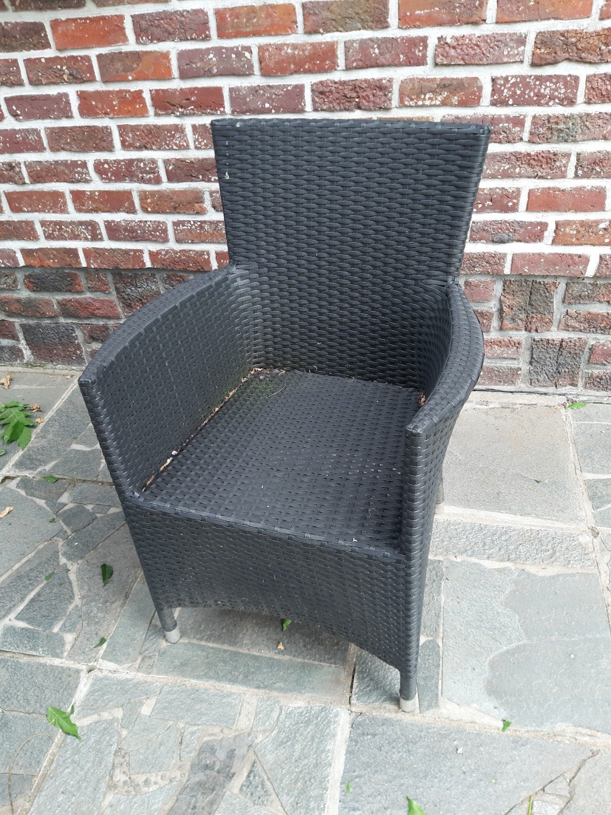 Terraszetel in polyethyleen, zwart, Jardin & Terrasse, Chaises de jardin, Enlèvement, Comme neuf, Synthétique