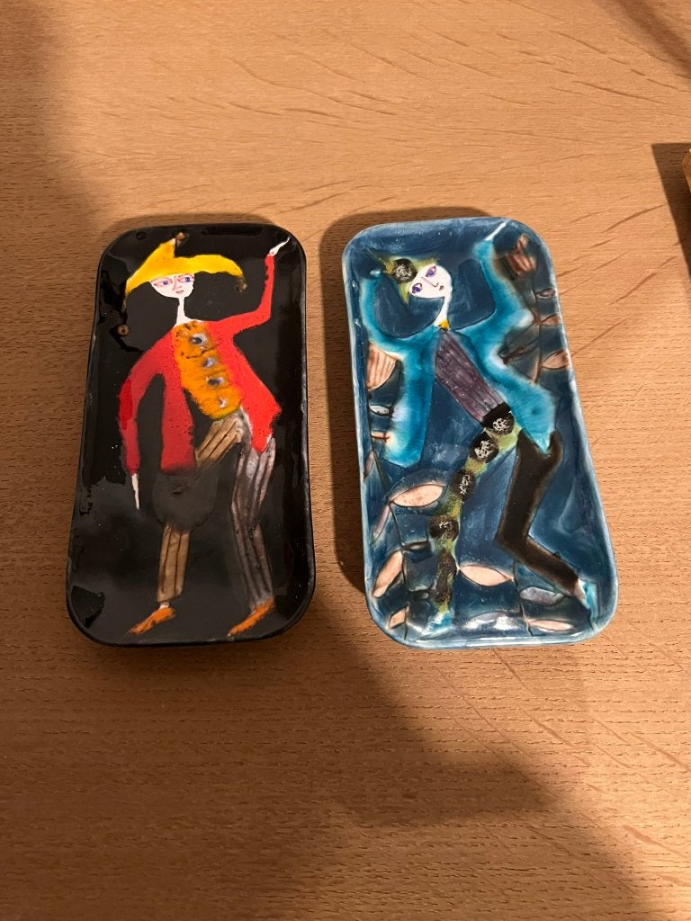 2 Keramische wandtegels met figuren, * Schiavon*, Ophalen of Verzenden