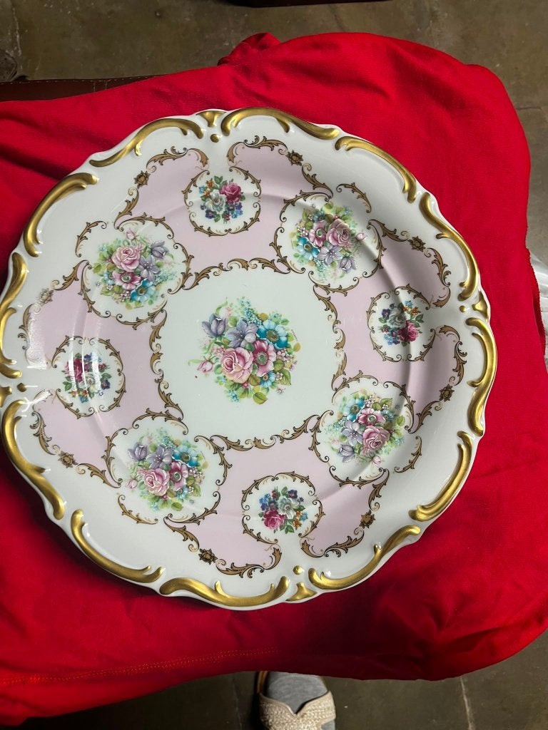 Vintage porseleinen schotel + serveerschaal, Ophalen of Verzenden