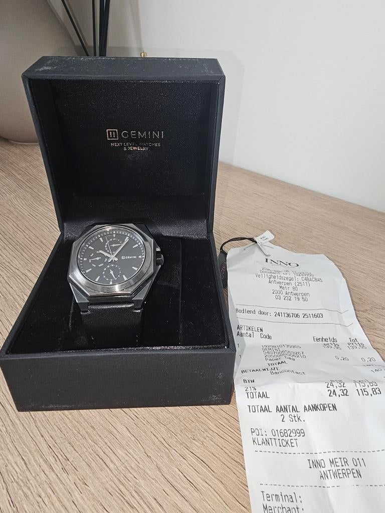 Gemini horloge lederen band, Ophalen of Verzenden