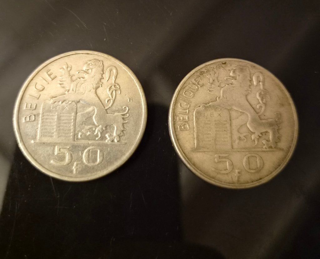 Lot 2 Pièces Argent 50 Francs Belges (1951 FR & 1954 NL), Enlèvement ou Envoi, Argent, Série, Argent