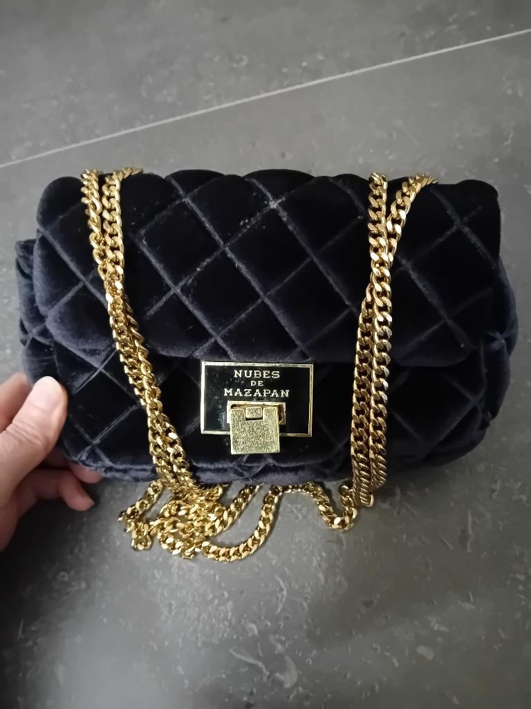 Avondtasje fluweel nubes de mazapan, Handtassen en Accessoires, Ophalen, Zo goed als nieuw, Zwart, Avondtasje