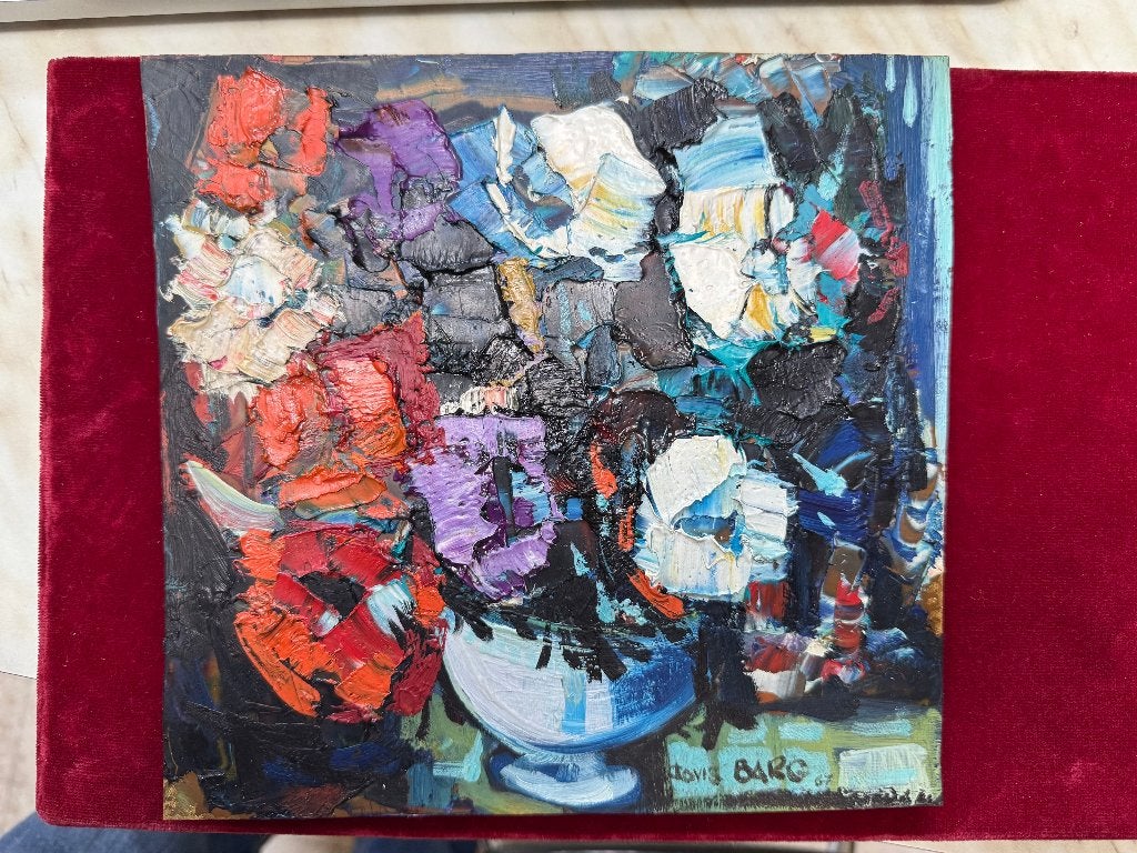 Peinture Clovis Barg., Antiek en Kunst, Kunst | Schilderijen | Klassiek, Ophalen, Stilleven, Metaal, Klassiek