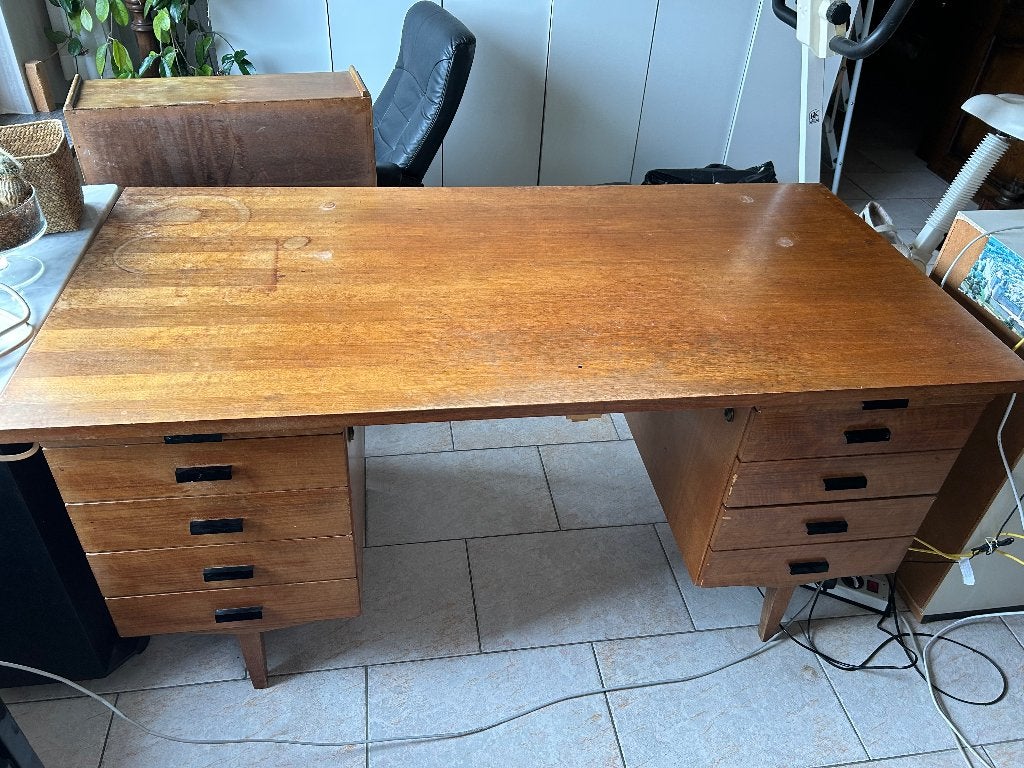 Vintage mid century bureau, Maison & Meubles, Bureaux, 160 cm, Vintage, Bois, 80 cm