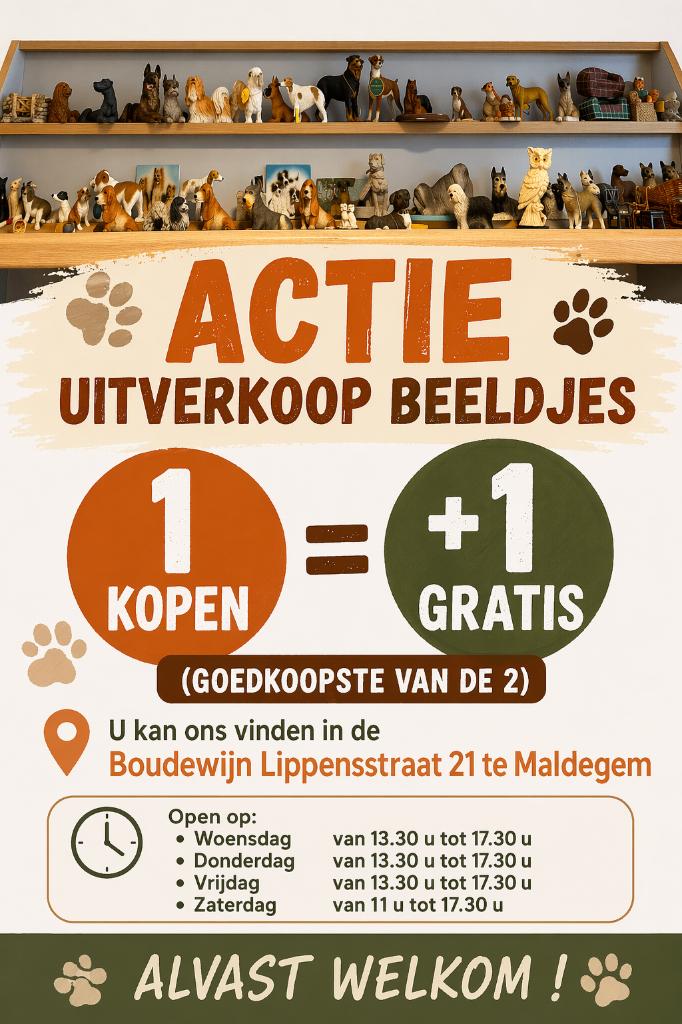 Uitverkoop hondenbeeldjes op dit rek., Enlèvement, Neuf