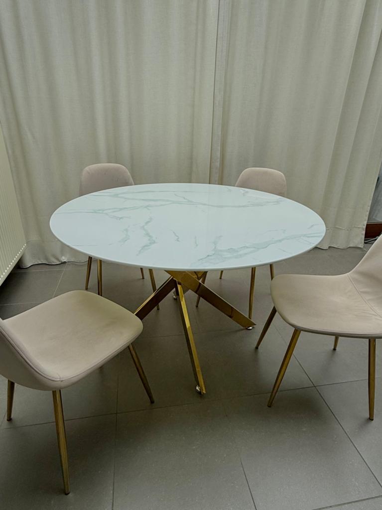 table à manger en marbre avec 4 chaises, Enlèvement, Comme neuf