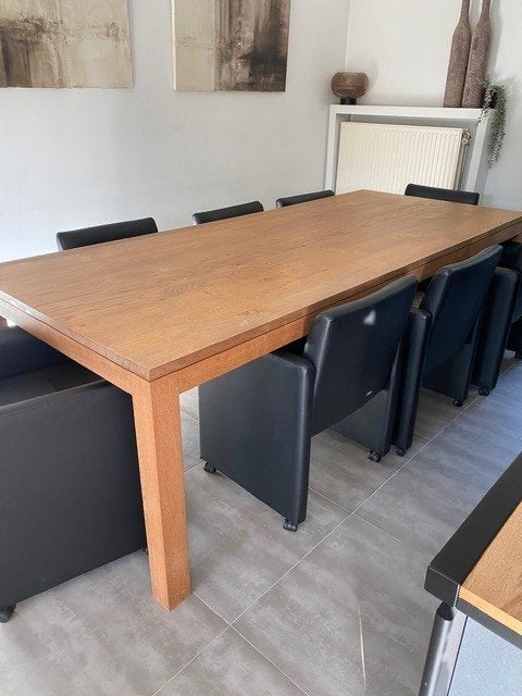 Grote houten eettafel, Huis en Inrichting, Tafels | Eettafels, Ophalen, Gebruikt, Eikenhout, 200 cm of meer