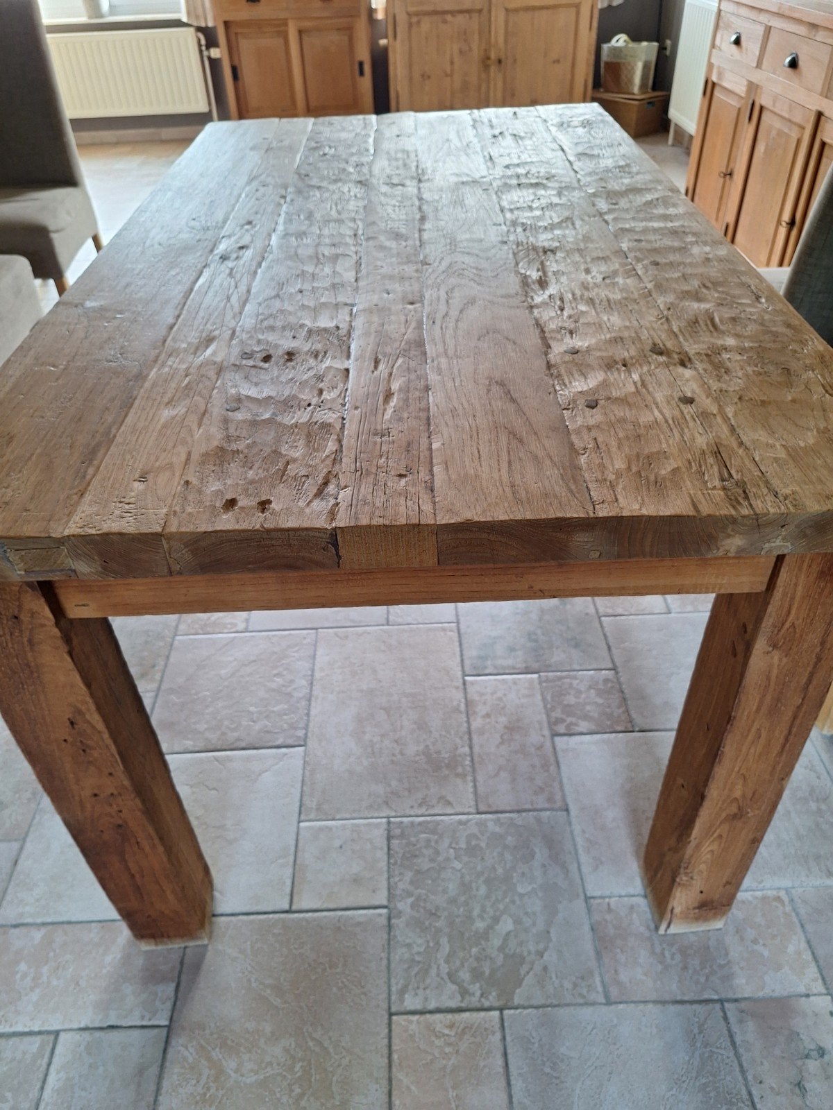 tafel in vol teak en 4 stoelen, Ophalen