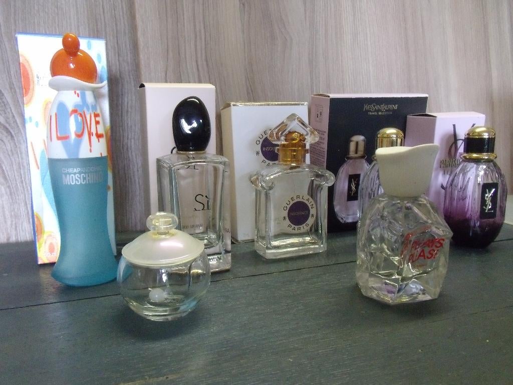 7 flacons parfum vides pour collection, Enlèvement, Utilisé, Bouteille de parfum