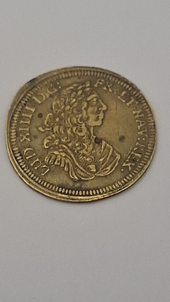 Historische Rekenpenning Lodewijk XIV (Neurenberg, 17e eeuw), Ophalen of Verzenden, Overige materialen