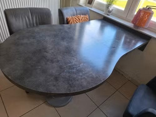 Tafelblad / keukenblad met aluminium voet, Maison & Meubles, Pièces pour table, 150 à 200 cm, Utilisé, 50 à 100 cm, Autres formes