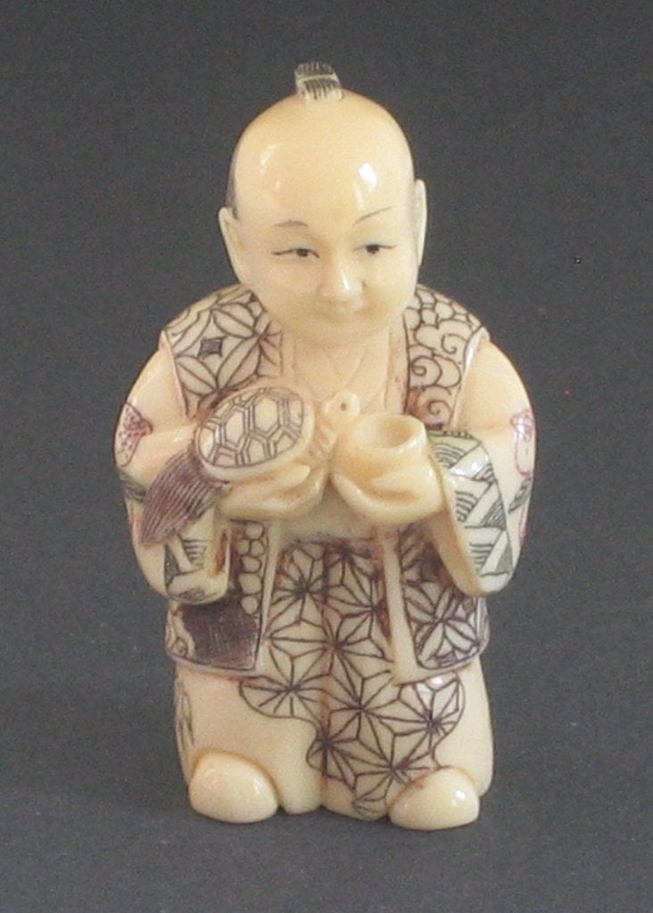 Netsuke japonais en parfait état et signé., Antiquités & Art, Art | Art non-occidental, Japon, Autres matériaux, Netsuke, Enlèvement