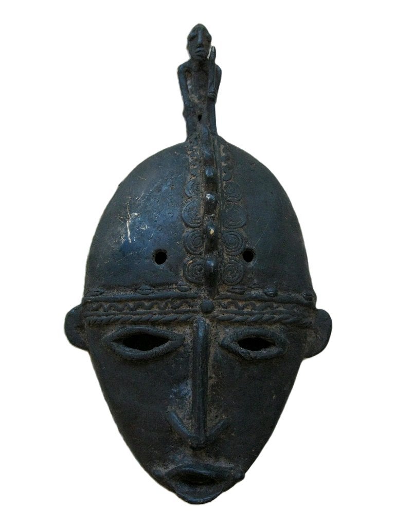 Tribale Afrikaans bronzen masker, Afrika, Ophalen, Masker