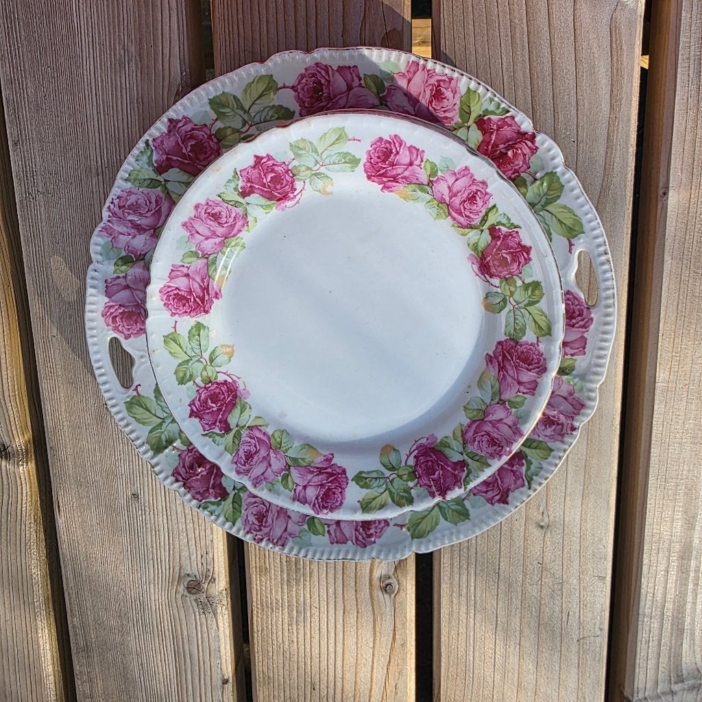 7 DESSERTBORDEN + 1 TAARTBORD BLOEMENMOTIEF, Huis en Inrichting, Keuken | Servies, Ophalen of Verzenden, Zo goed als nieuw, Overige stijlen