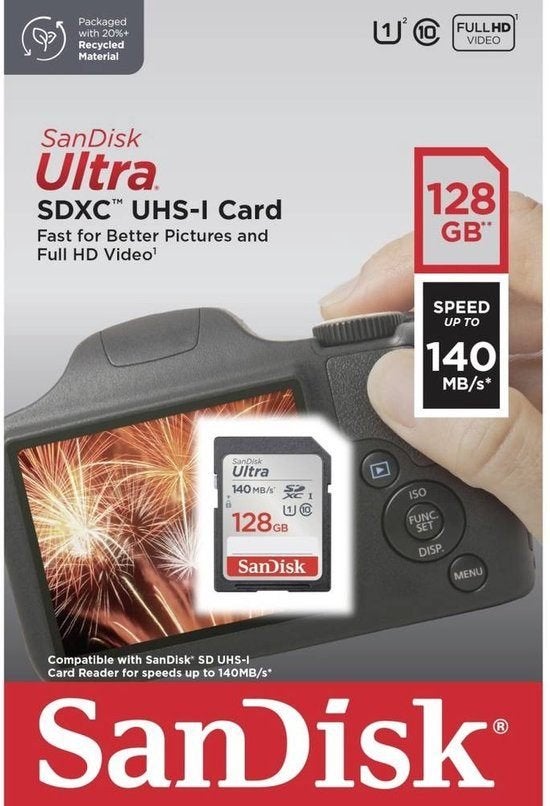 SanDisk Ultra SDXC UHS-I card 128GB nieuw in verpakking, Neuf, SDXC, SanDisk, Enlèvement