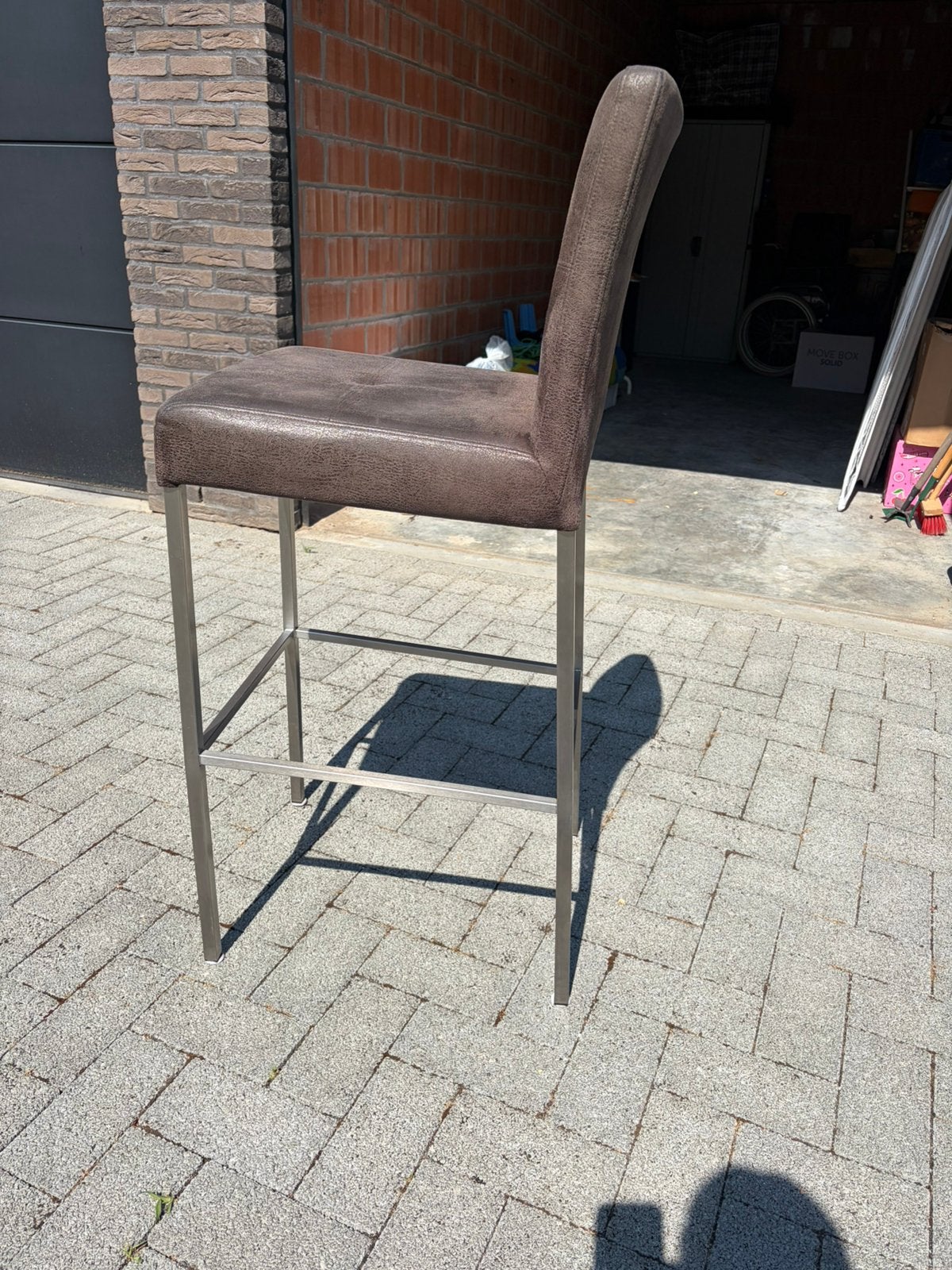 Tabourets de bar en cuir marron en parfait état, Comme neuf, Enlèvement, Cuir, 60 à 90 cm