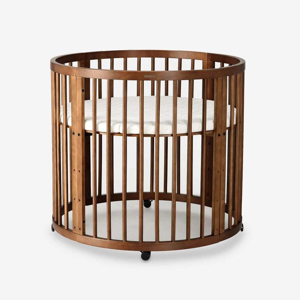 DERYAN Willow Houten Ronde Baby Box – Bruin met Matras, Enlèvement ou Envoi, Comme neuf