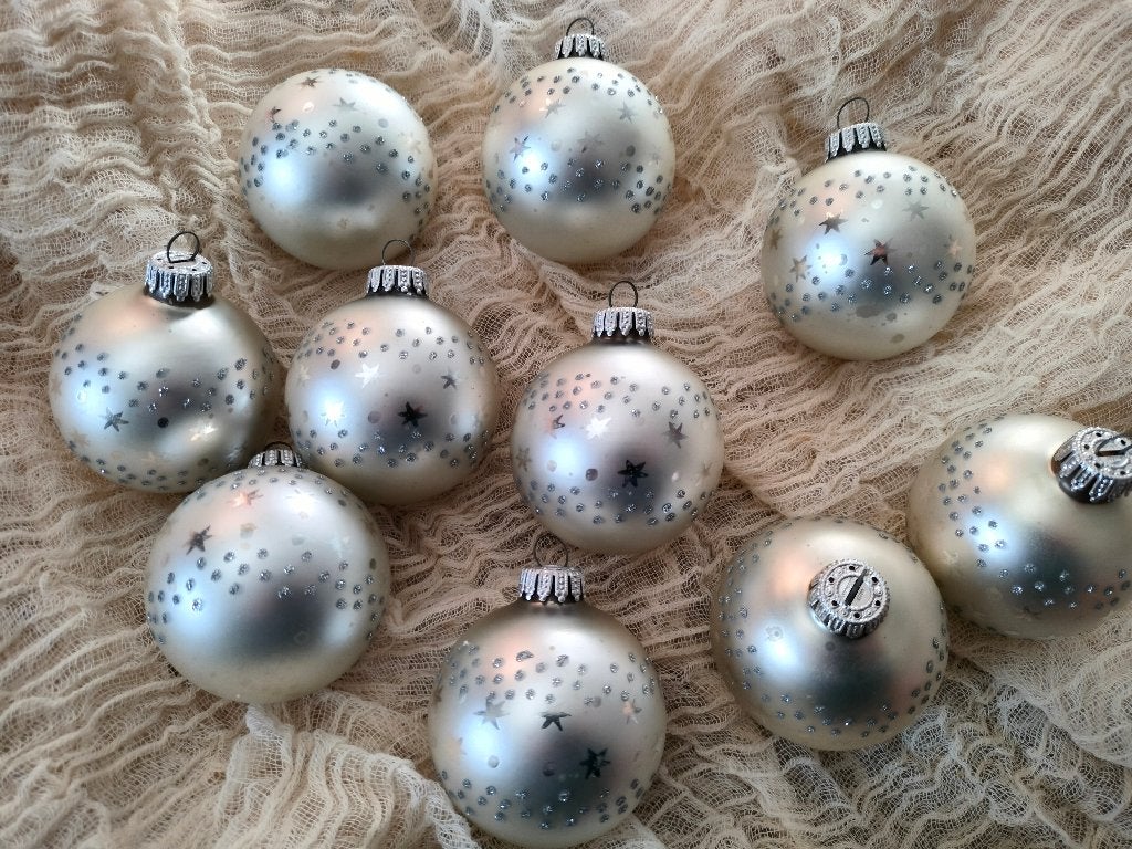 Set van 10 oude mondgeblazen kerstballen, Ophalen of Verzenden, Gebruikt