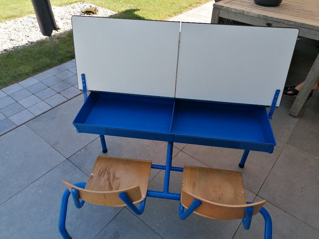 Metalen schoolbank, Maison & Meubles, Bureaux, 110 cm, Métal, Bureau duo, Vintage