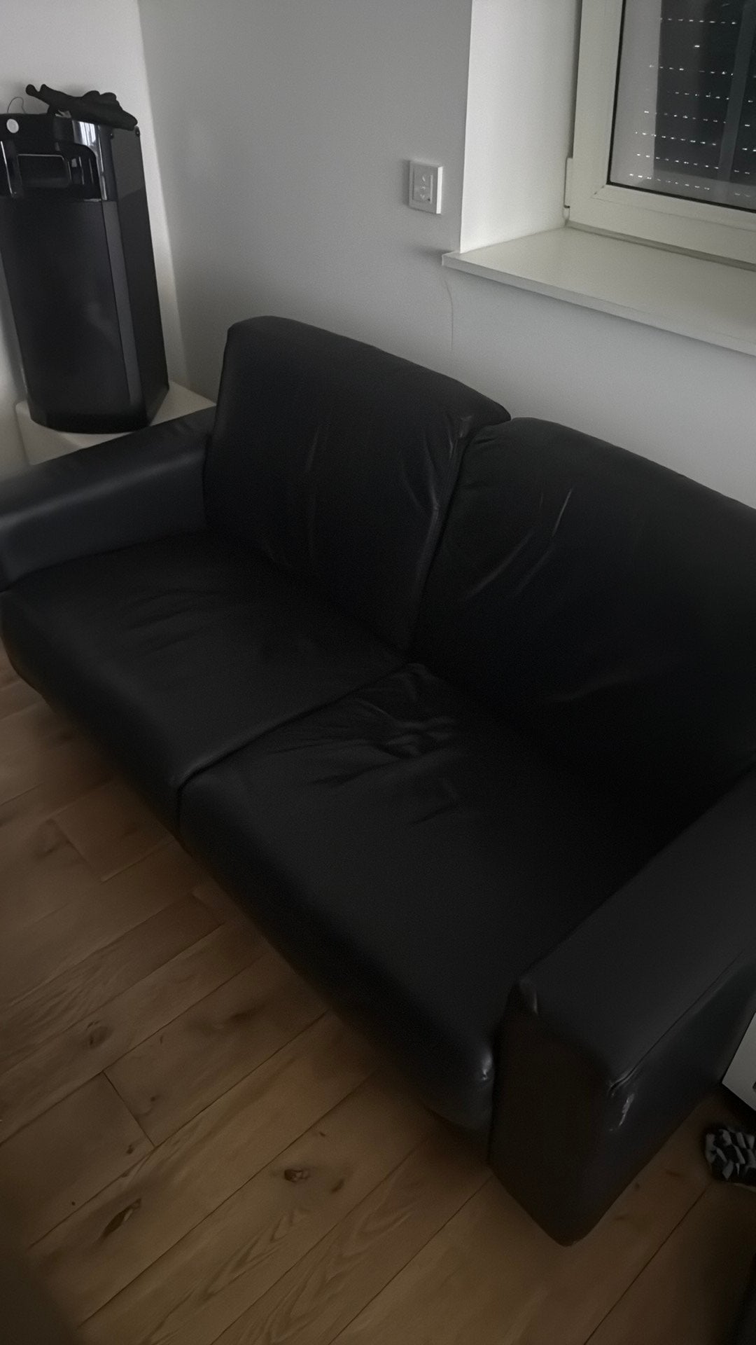 Lederen zetel, Ophalen, Gebruikt, 90 cm, Zwart