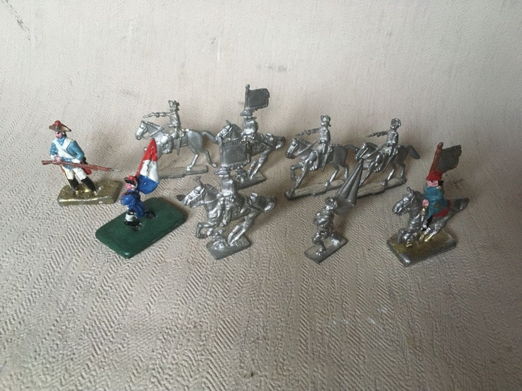 9 x Oude tinnen soldaatjes - Frans leger, Ophalen of Verzenden, Landmacht, Miniatuur of Beeldje