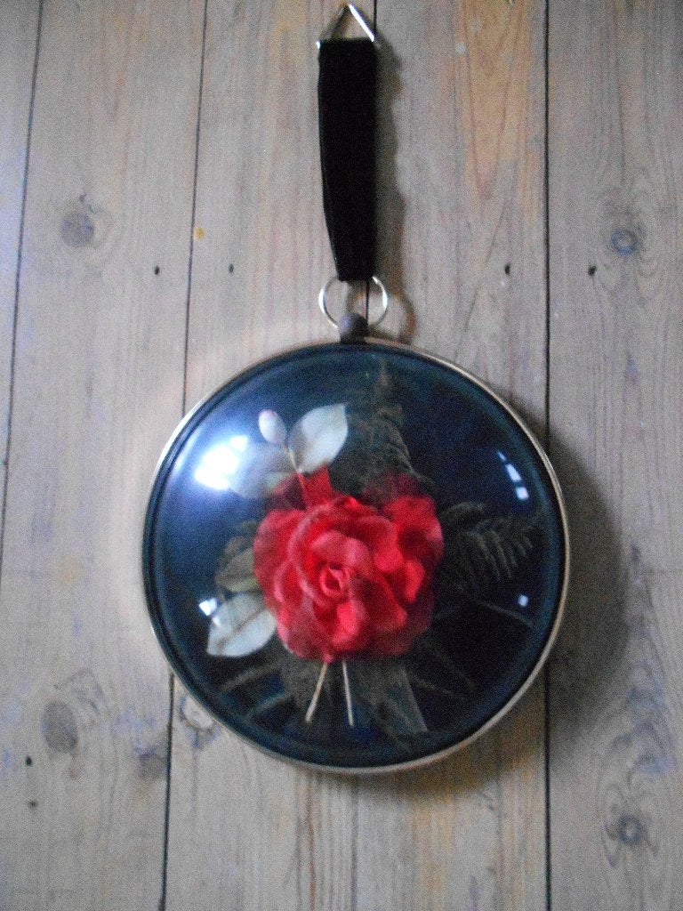 ancien cadre vintage avec fleurs ,verre bombé années 60-70, Antiquités & Art, Enlèvement ou Envoi