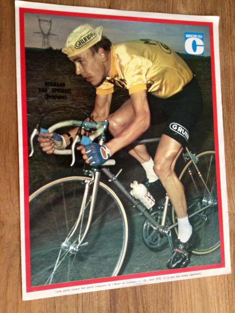 Wielerposter 1970 team mann grundig herman van springel, Verzenden, Zo goed als nieuw