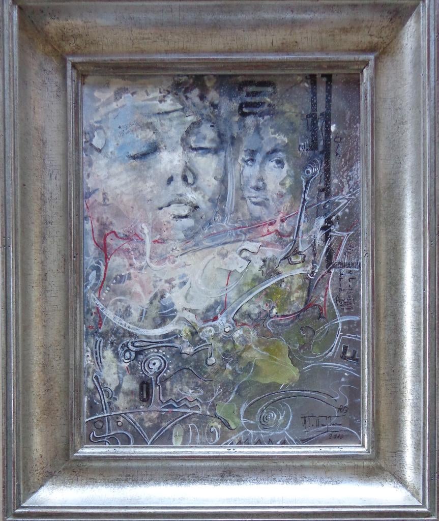 ROGER VAN BELLEGHEM / GEZICHTEN / OLIEVERF / 33x27cm / KADER, Enlèvement ou Envoi, Signé, Peinture à l'huile