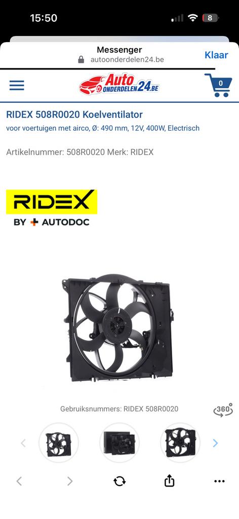 Ridex koelventilator bmw e91 - nieuw in doos, Autos : Pièces & Accessoires, Autres pièces automobiles, Enlèvement ou Envoi
