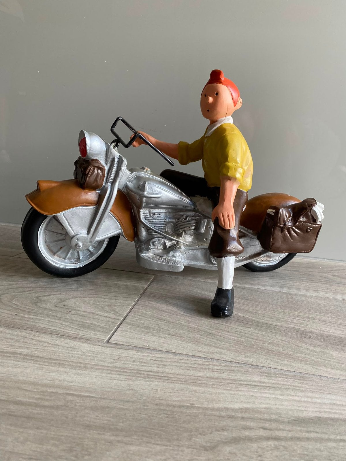 Kuifje op motorfiets  – polystone beeld, Enlèvement ou Envoi, Comme neuf