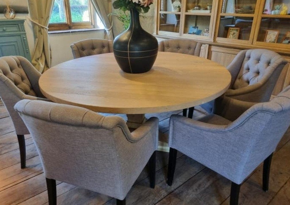 Eiken eettafel rond GRATIS LEVERING, 150 à 200 cm, Cinq personnes ou plus, Rond, 150 à 200 cm