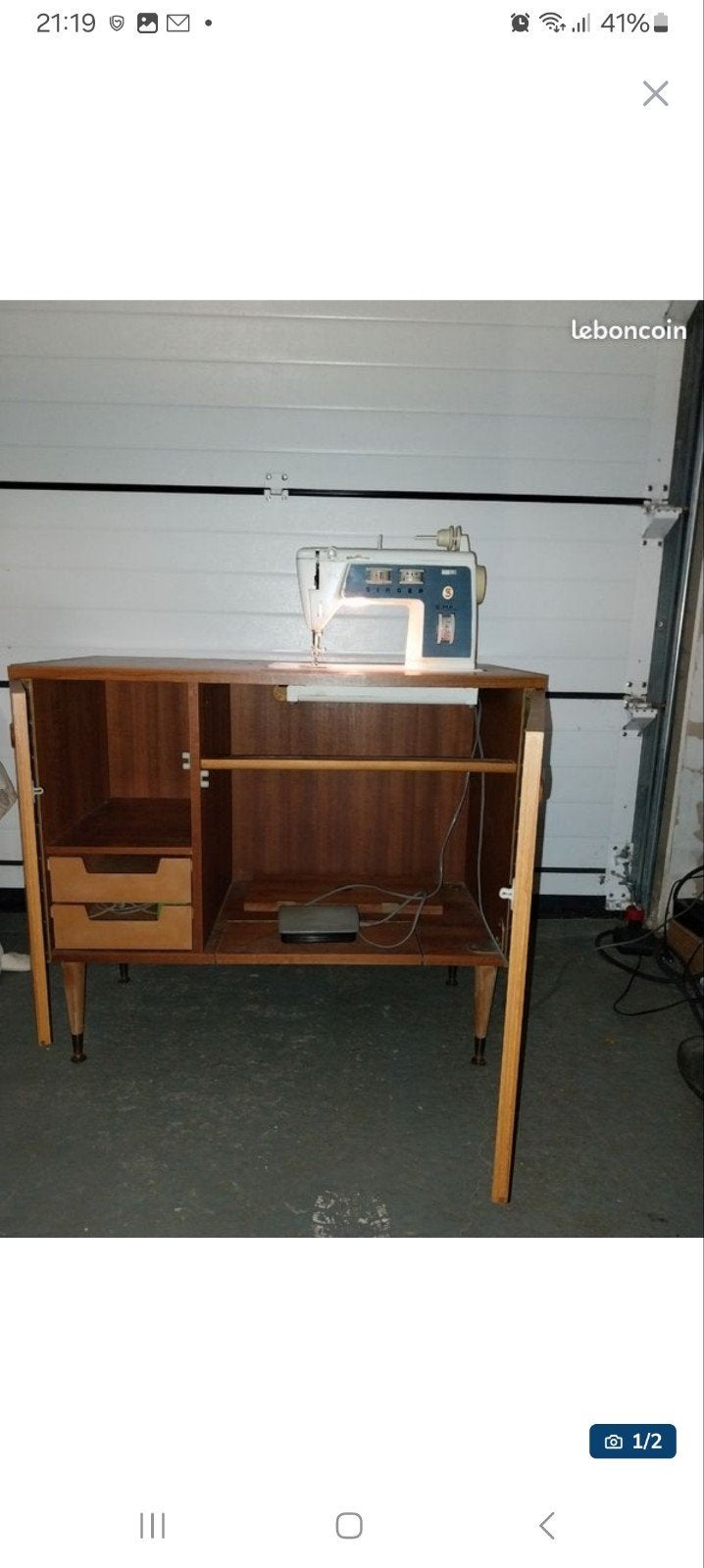 Machine à coudre vintage Singer 744 avec meuble, Enlèvement, Utilisé, Machine à coudre, Singer