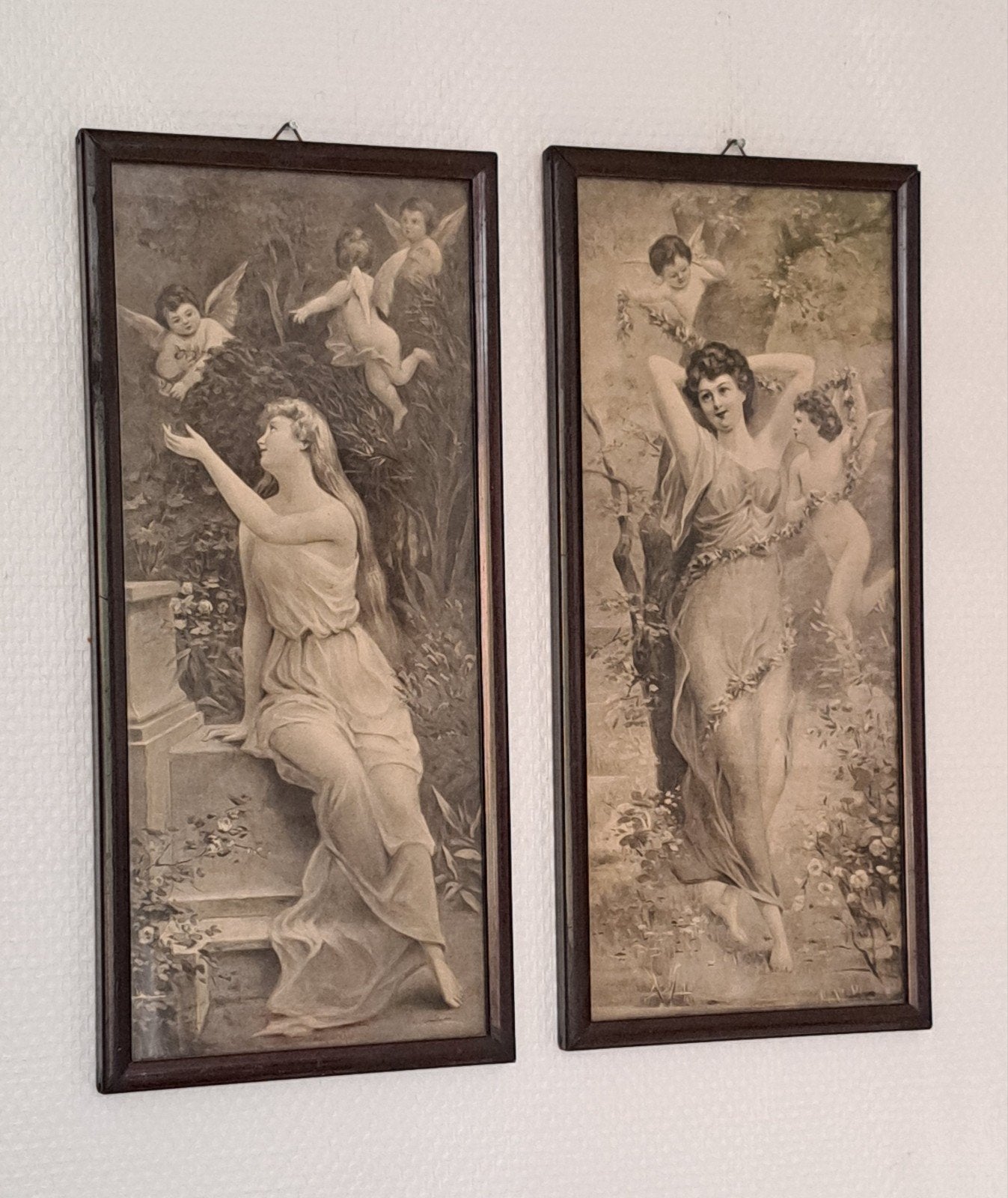 Paire gravures anciennes Nymphes Art Nouveau  Bisson/ Zatzka, Enlèvement ou Envoi