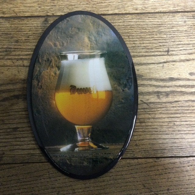 Kartonnen DUVEL reclamebordje, Verzamelen, Biermerken, Ophalen of Verzenden, Gebruikt, Reclamebord, Plaat of Schild, Duvel