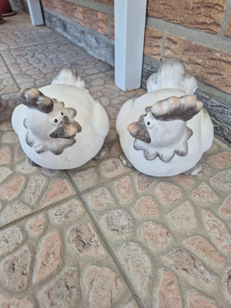 2 kleine stenen kippen. Af te halen., Ophalen, Gebruikt