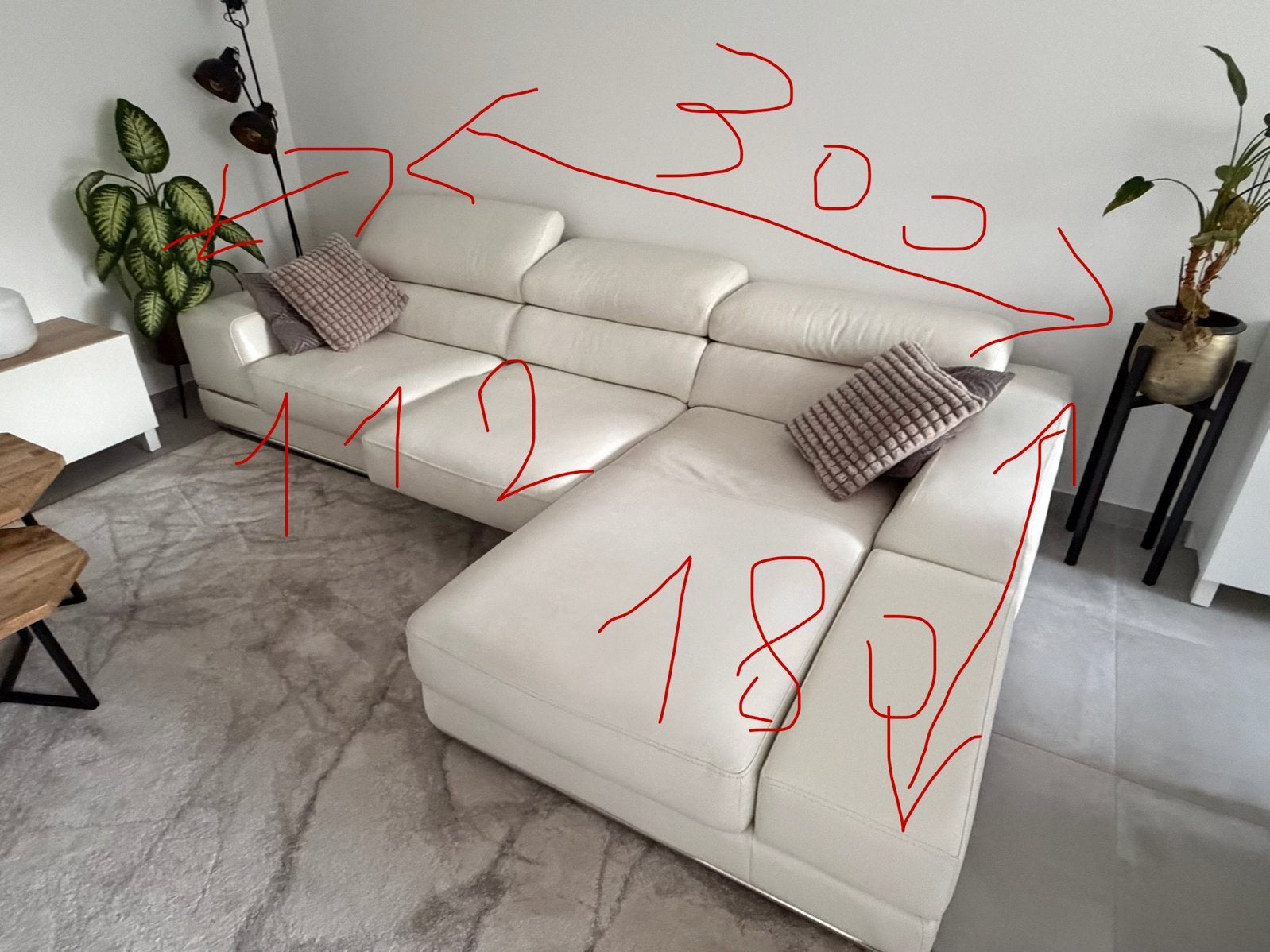 Beau salon en cuir blanc, Enlèvement, Comme neuf
