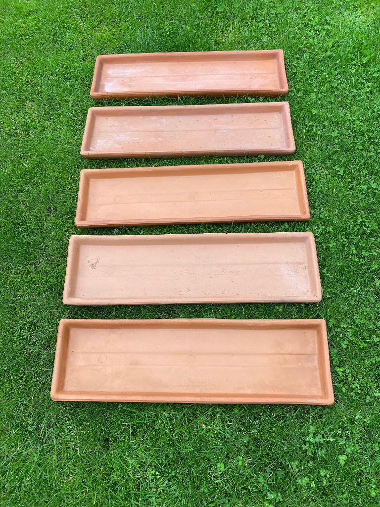 Terracotta onderschotel voor bloembak, Tuin en Terras, Ophalen