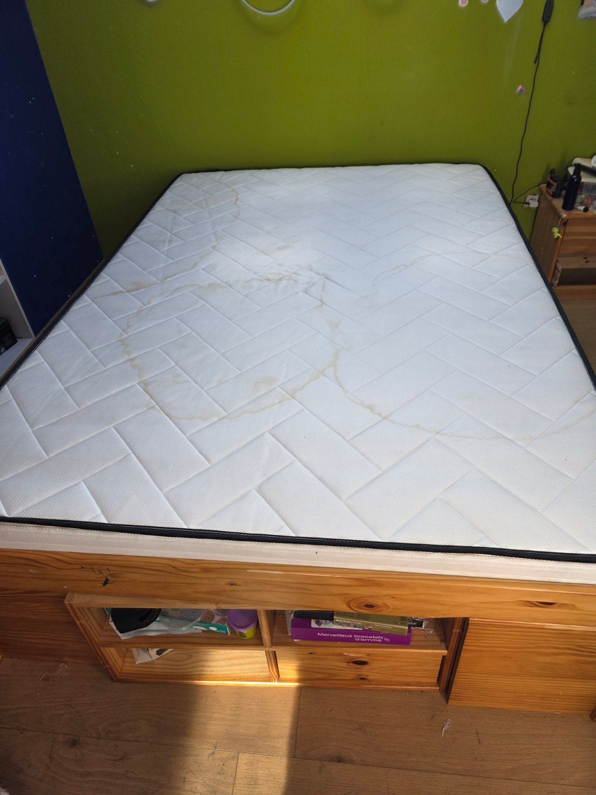 Lit 140cm  200cm avec rangements, Maison & Meubles, Beige, Enlèvement, 200 cm, Bois