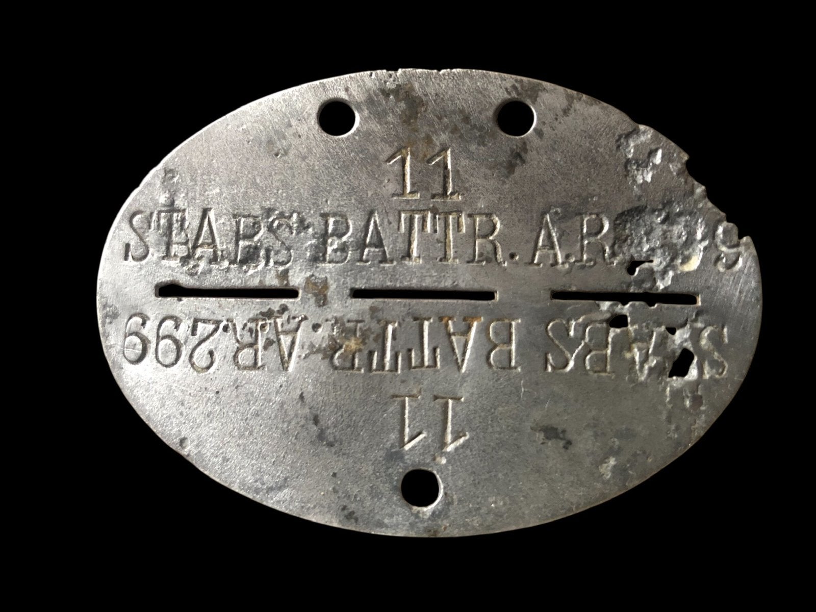 Erkennungsmarke artillerie batterie 299, Ophalen