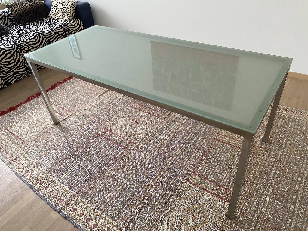 Table Design Conran Shop Paris Verre dépoli et métal brossé, Comme neuf, Enlèvement, Gris, Démontable