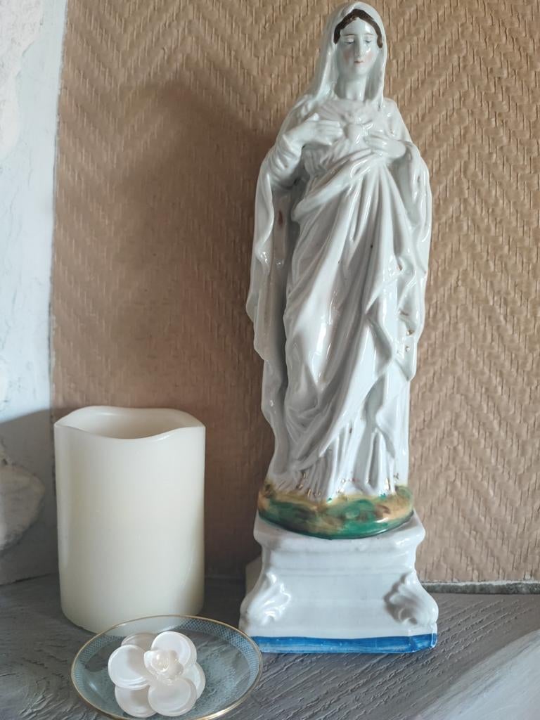 Oud beeld van de Maagd Maria in het Heilig Hart, Antiek en Kunst, Antiek | Religieuze voorwerpen, Ophalen of Verzenden