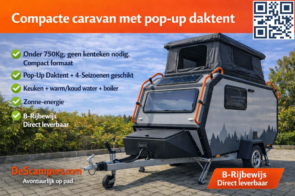 ✅Off-Road Caravan | <750kg | 4-Seiz | Vol Opties|DEScampers, Caravans en Kamperen, Overige merken, Standaardzit, Koelkast, Bedrijf
